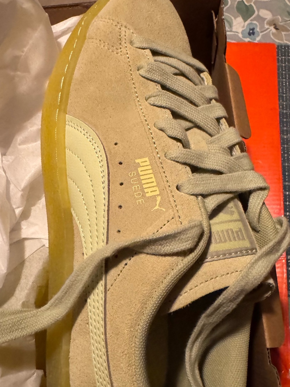 Puma Suede Classic Sneakers — Beige with Gum Sole